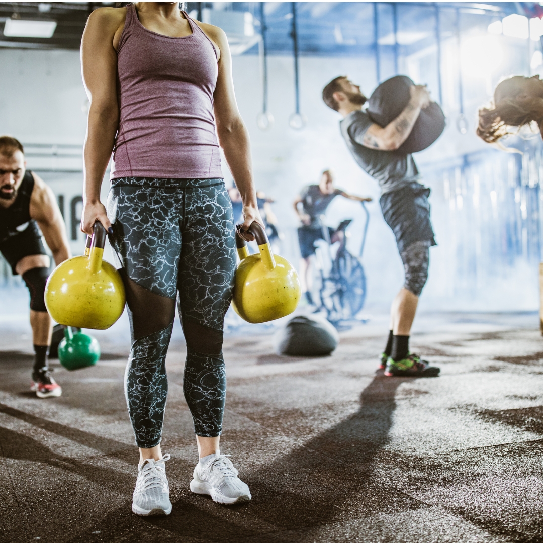 Circuit Training class with instructor.