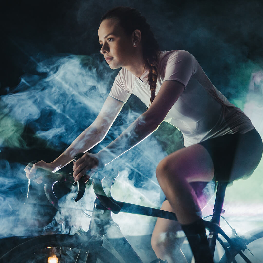 Woman on a cycling bike