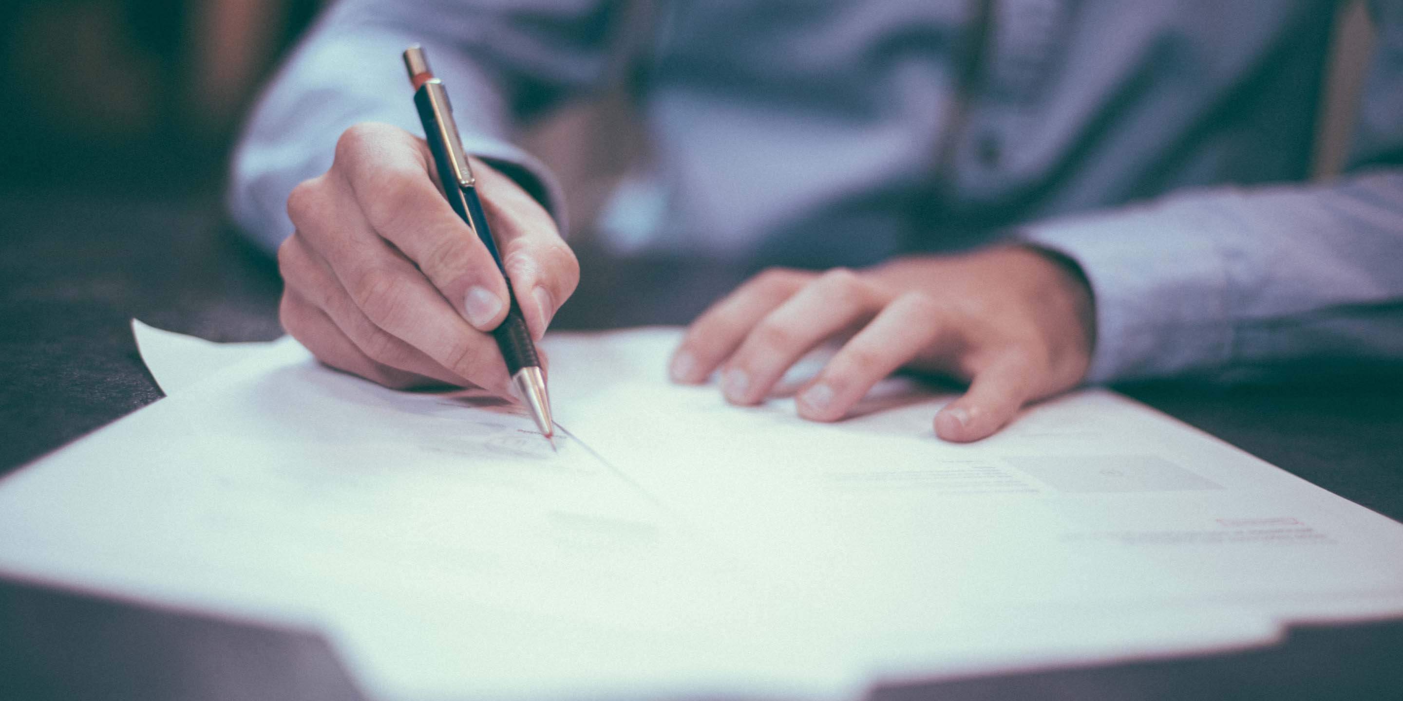 Close-up of someone writing