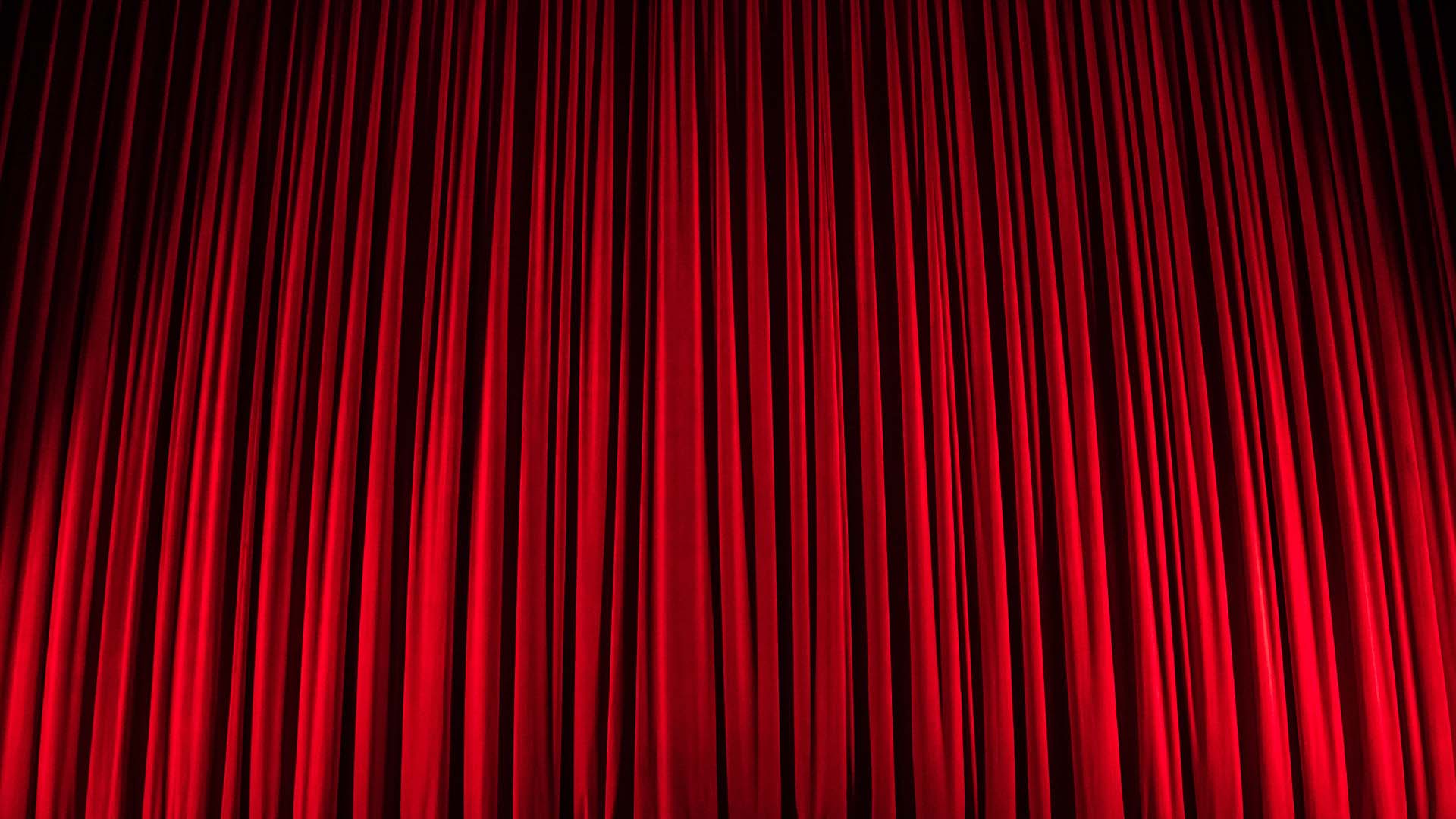 Close-up of red theatre curtains