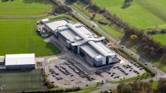 Aerial shot of East Durham College's Peterlee campus main campus building