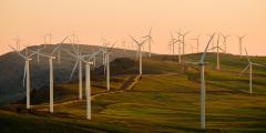 Lots of wind turbines on a hill