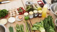 Healthy ingredients laid out on a table