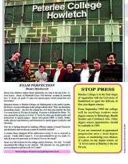 Stuart Mackenzie and other students in old newspaper clipping with group of students stood outside a building with the sign Peterlee College Howletch