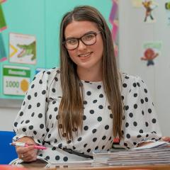 Female adult student wearing glasses