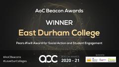 AoC Beacon Awards banner - Winner East Durham College