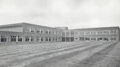 A black and white historical photo of the exterior of Easington Technical College