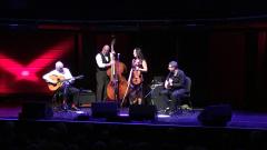 Emma Fisk and her jazz troupe performing on stage at The Sage in Newcastle