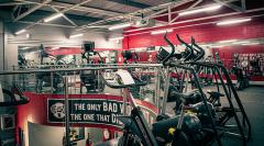 Upper floor of the Impact Gym showcasing stepping machines