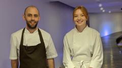 Lily Cameron stood with head chef at Seaham Hall hotel