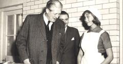 Former Prime Minister Harold Macmillan meeting student Miss Judy Brazier in the 1950s