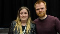 Bodyguard actor Richard Riddell poses with a female EDC student