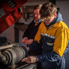 engineering student working in workshop