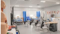 East Durham College's Hospital Ward - hospital beds, mannequin in foreground and seating area