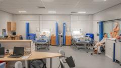 East Durham College's hospital ward - hospital beds, reception desk, mannequins